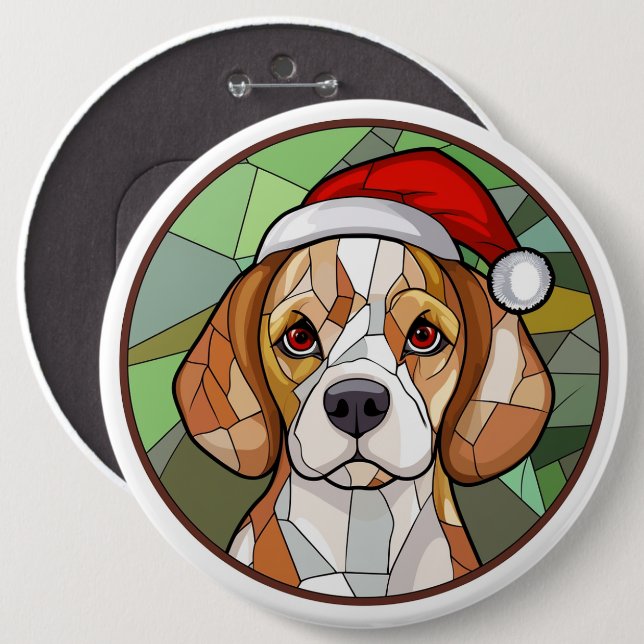 Charming Canine Cheer: Beagle themed Christmas 6 Cm Round Badge (Front & Back)
