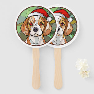 Charming Canine Cheer: Beagle themed Christmas Hand Fan