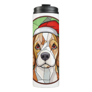 Charming Canine Cheer: Beagle themed Christmas Thermal Tumbler