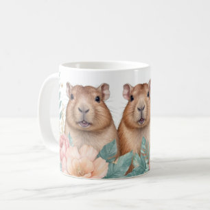 Charming Capybara Trio and Floral Bliss Coffee Mug