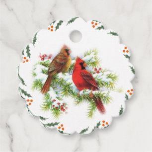 Charming Cardinal Birds Favour Tags