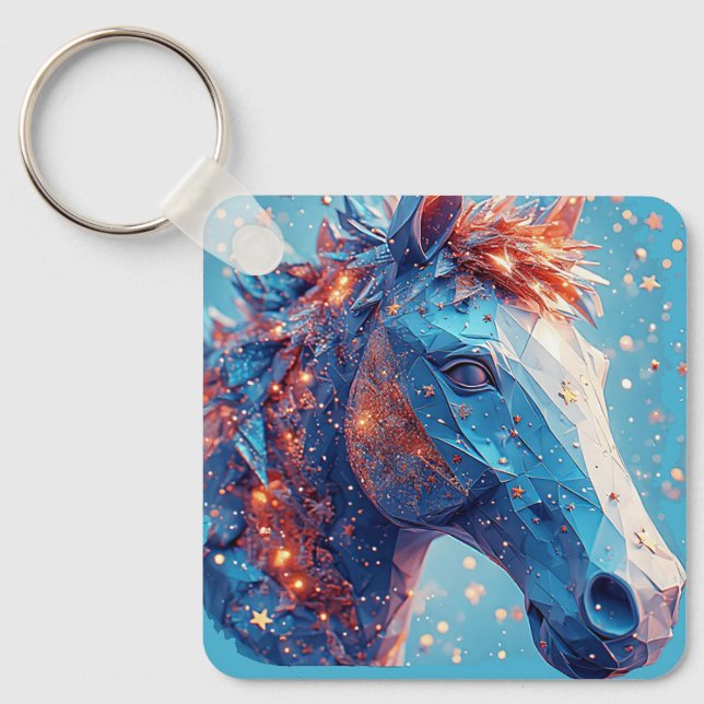 Charming Cartoon Horse Portrait Key Ring (Front)