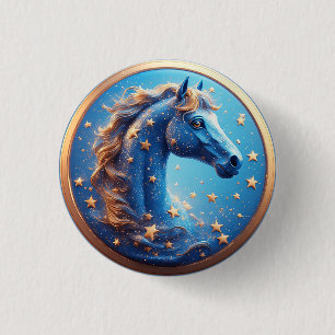 Charming Cartoon Horse Portrait With Stars 3 Cm Round Badge