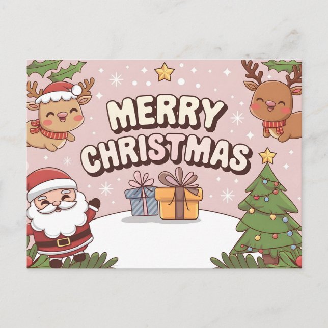 Charming Cartoon Merry Christmas Card (Front)