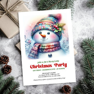 Charming cartoon snowman holiday invite digital