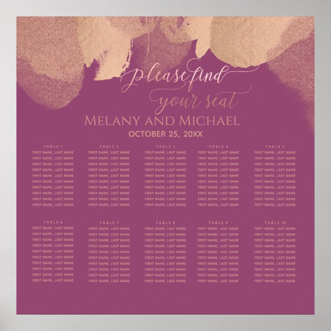 Charming Cassis rose gold watercolor calligraphy Poster (Front)