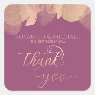 Charming Cassis rose gold watercolor calligraphy Square Sticker