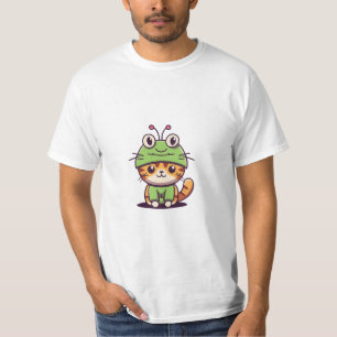 Charming Cat in Frog Hat - Adorable Baby Kitten T-Shirt