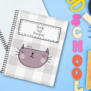 Charming Cat Lover's Purrfect Buffalo plaid Notebook