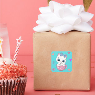Charming Cat Sticker: Perfect for Cat Lovers! Square Sticker