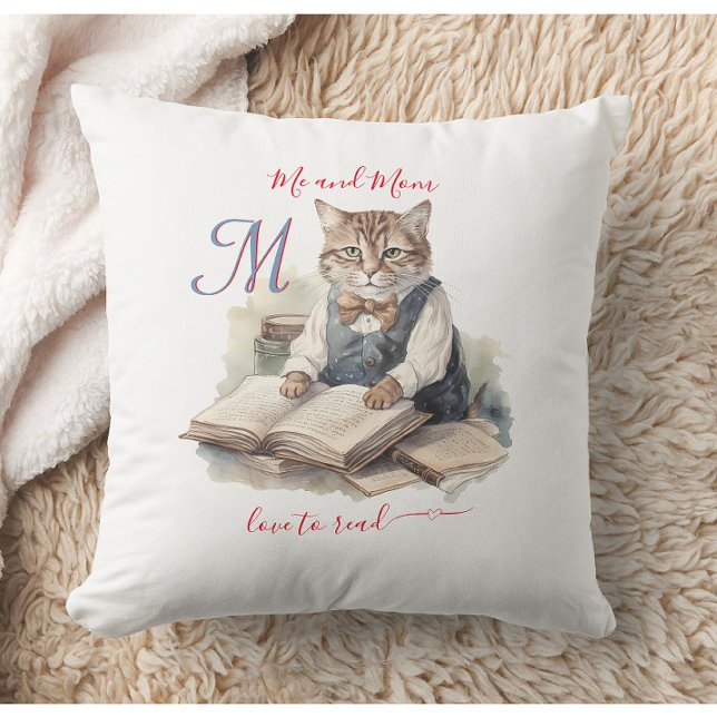 Charming Cats Mum Monogram Love to Read Cushion (Creator Uploaded)