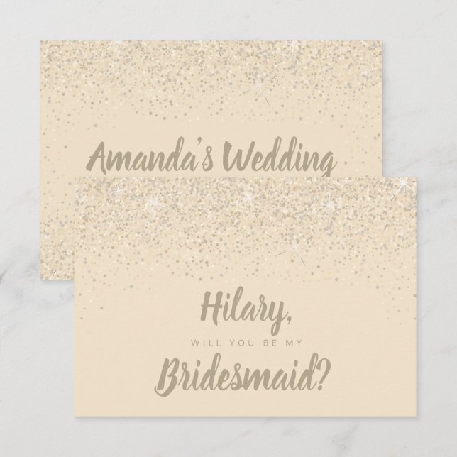 Charming Champagne Glitter Bridesmaid Card (Front/Back)