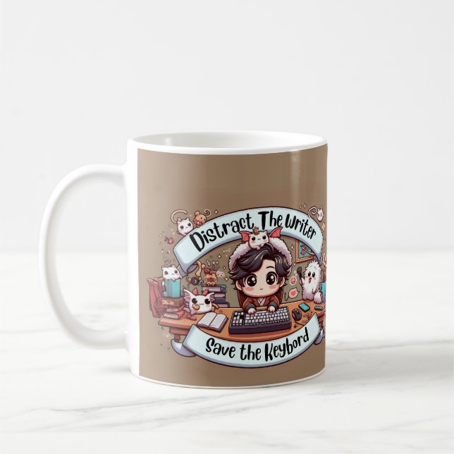 Charming Chaos: The Writer's Whimsical Woes Coffee Mug (Left)