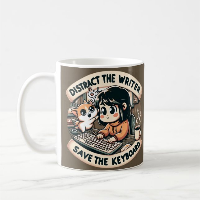Charming Chaos: The Writer's Whimsical Woes Coffee Mug (Left)
