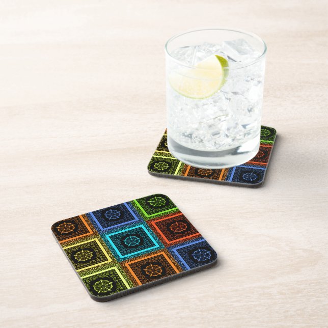 Charming Chequered Multicolored Pattern Art Design Coaster (Right Side)