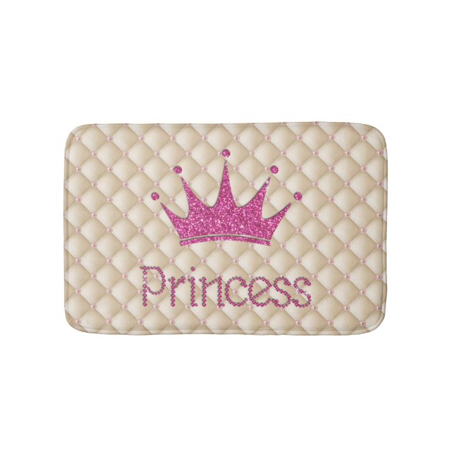 Charming Chic Pearls ,Tiara, Princess,Glittery Bath Mat (Front)