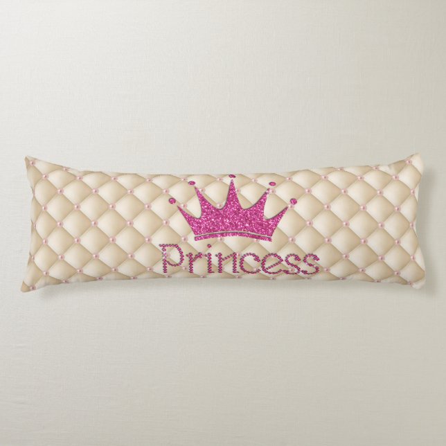 Charming Chic Pearls ,Tiara, Princess,Glittery Body Cushion (Front)