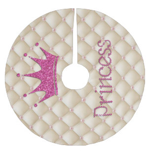 Charming Chic Pearls ,Tiara, Princess,Glittery Brushed Polyester Tree Skirt