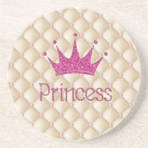 Charming Chic Pearls ,Tiara, Princess,Glittery Coaster