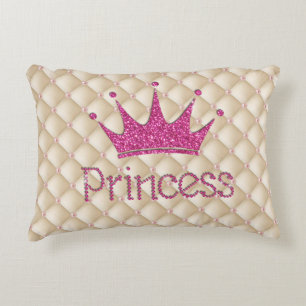 Charming Chic Pearls ,Tiara, Princess,Glittery Decorative Cushion