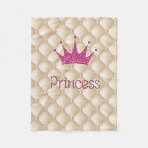 Charming Chic Pearls ,Tiara, Princess,Glittery Fleece Blanket