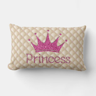 Charming Chic Pearls ,Tiara, Princess,Glittery Lumbar Cushion