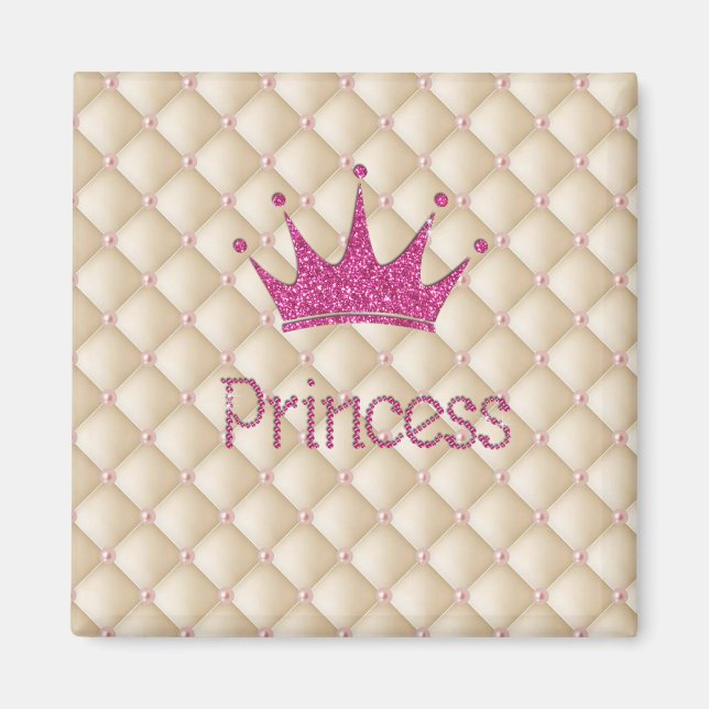 Charming Chic Pearls ,Tiara, Princess,Glittery Magnet (Front)