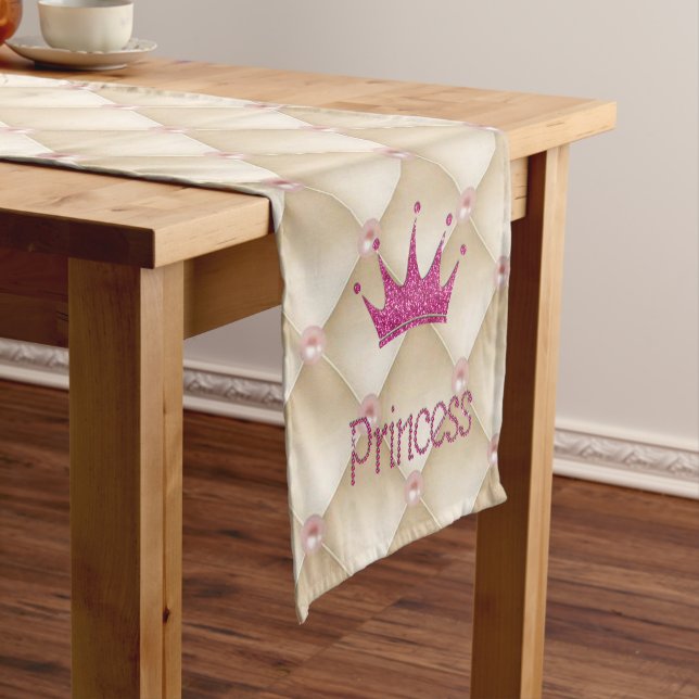 Charming Chic Pearls ,Tiara, Princess,Glittery Short Table Runner (In Situ)