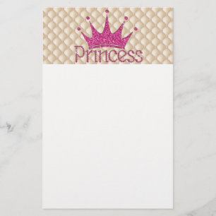 Charming Chic Pearls ,Tiara, Princess,Glittery Stationery