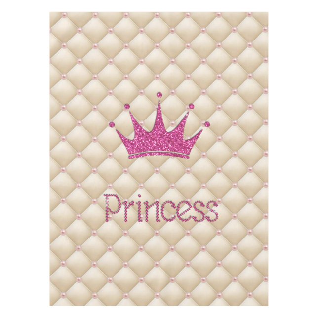 Charming Chic Pearls ,Tiara, Princess,Glittery Tablecloth (Front)