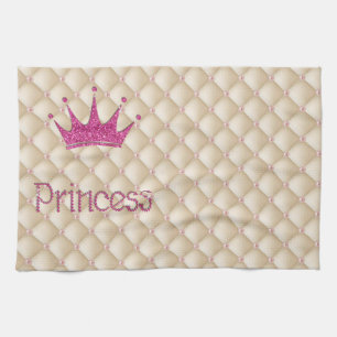 Charming Chic Pearls ,Tiara, Princess,Glittery Tea Towel