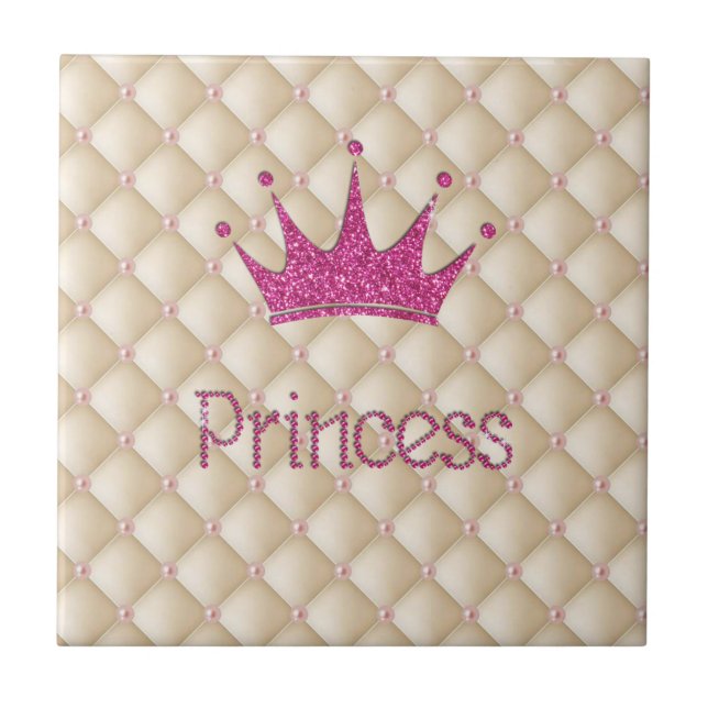 Charming Chic Pearls ,Tiara, Princess,Glittery Tile (Front)