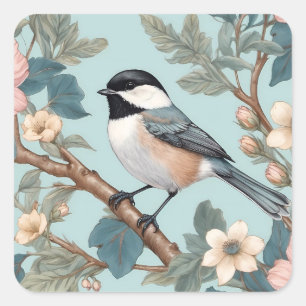 Charming Chickadee Bird Square Sticker