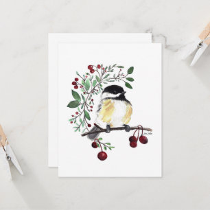 Charming Chickadee Watercolor Note Card