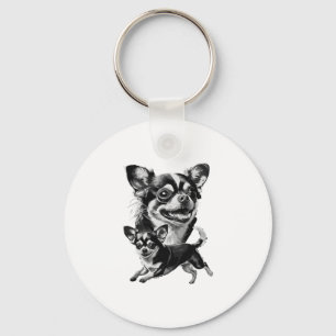Charming Chihuahua Duo Black and White Pet Key Ring