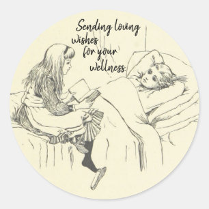 Charming Children's Illustration Get Well Soon Classic Round Sticker