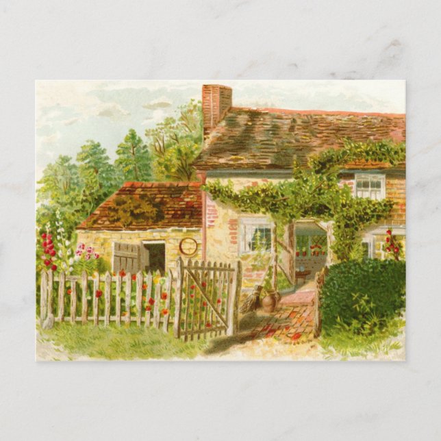 Charming Chimney Cottage with Picket Fence Postcard (Front)