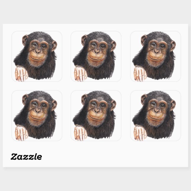 Charming Chimpanzee Square Sticker (Sheet)