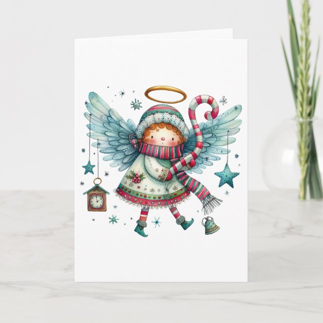 Charming Christmas Angel Merry Christmas Card (Front)