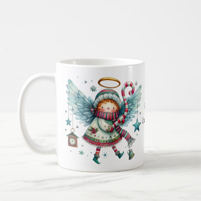 Charming Christmas Angel Merry Christmas Coffee Mug (Left)