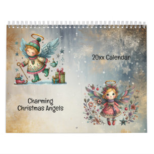 Charming Christmas Angels Folk Art Style  Calendar