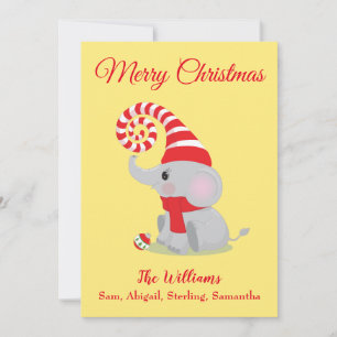Charming Christmas Baby Elephant Holiday Card