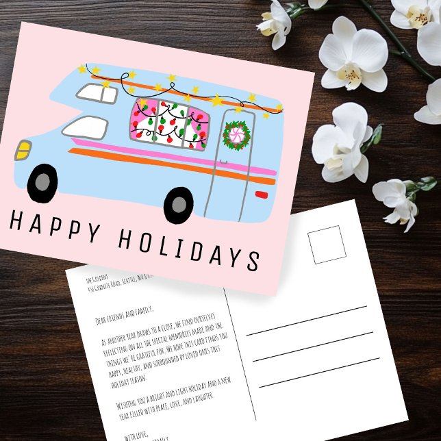 Charming Christmas Camper Vintage RV Xmas CUSTOM Postcard (Charming Christmas Camper Vintage RV Xmas CUSTOM Non-Photo Holiday Postcard
)