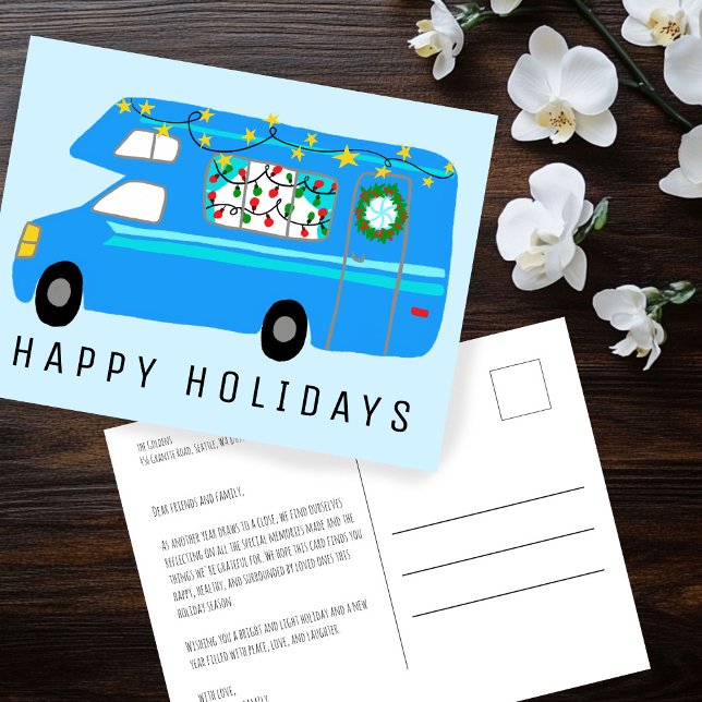 Charming Christmas Camper Vintage RV Xmas CUSTOM Postcard (Charming Christmas Camper Vintage RV Xmas Illustration CUSTOM Holiday Postcard
)