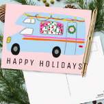 Charming Christmas Camper Vintage RV Xmas Postcard<br><div class="desc">Customisable card,  Add your own text to the back or front of the card.
Check my shop for more designs or let me know if you'd like something custom.</div>