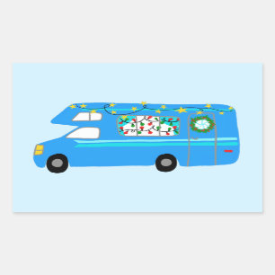 Charming Christmas Camper Vintage RV Xmas Rectangular Sticker