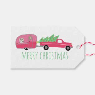 Charming Christmas Camper Vintage Trailer RV Xmas Gift Tags