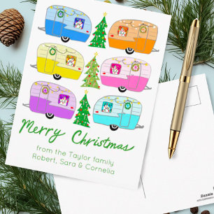 Charming Christmas Camper Vintage Trailer RV Xmas Postcard