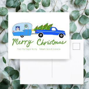 Charming Christmas Camper Vintage Trailer RV Xmas Postcard