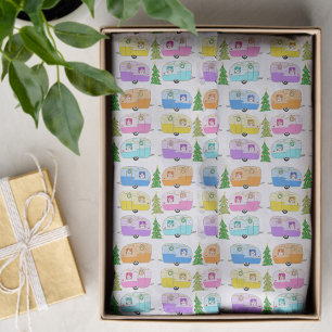 Charming Christmas Camper Vintage Trailer RV Xmas Tissue Paper